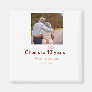 Marron bow cheers to 40 years anniversary wedding  magnet