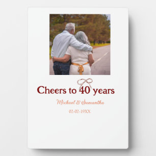 Marron bow cheers to 40 years anniversary wedding  plaque