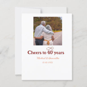 Marron bow cheers to 40 years anniversary wedding  postcard