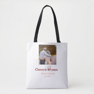 Marron bow cheers to 40 years anniversary wedding  tote bag