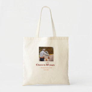 Marron bow cheers to 40 years anniversary wedding tote bag