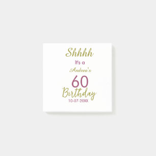 Marron golden shhhh 60th birthday name simple bold post-it notes