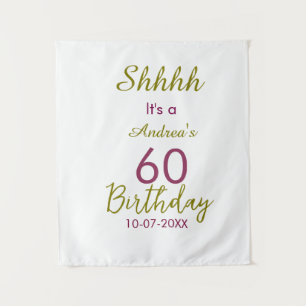 Marron golden shhhh 60th birthday name simple bold tapestry