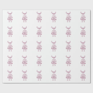 Marron white mauve shhhh 60th birthday floral name wrapping paper