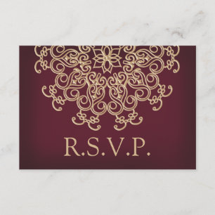MARROON AND GOLD INDIAN RESPONSE RSVP CARD