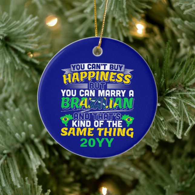 Marry a Brazilian - Brazil Happiness Ceramic Ornament (Tree)