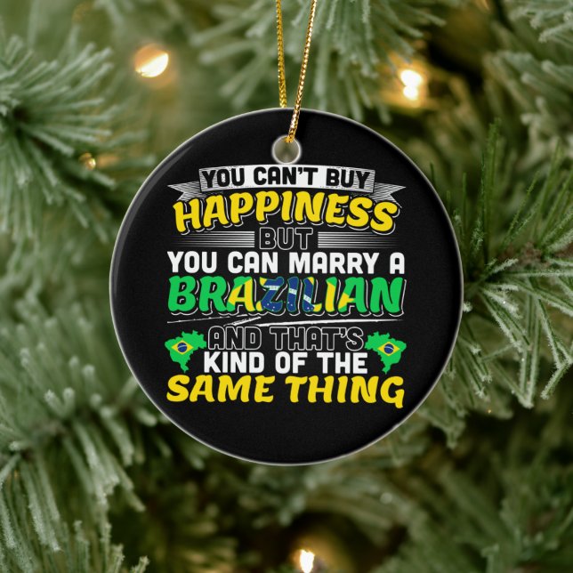 Marry a Brazilian - Brazil Happiness Ceramic Ornament (Tree)