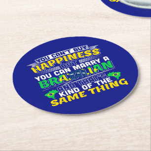 Marry a Brazilian - Brazil Happiness Round Paper Coaster