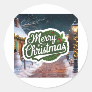 Marry Christmas Classic Round Sticker