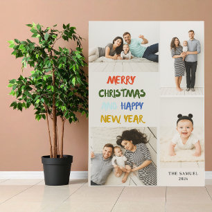 Marry Christmas & Happy New Year 4 Photo Collage Holiday Card