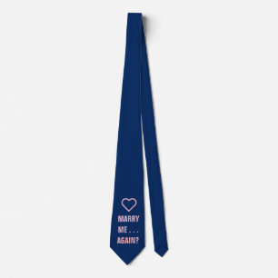 Marry Me Again? Vow Renewal Pink Heart Template Tie