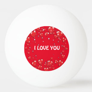Marry Me Love You Red Heart Proposal Ping Pong Ball