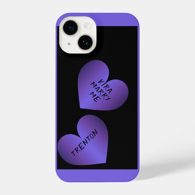 Marry Me Marriage Proposal Hearts with Names iPhone Case (Back)