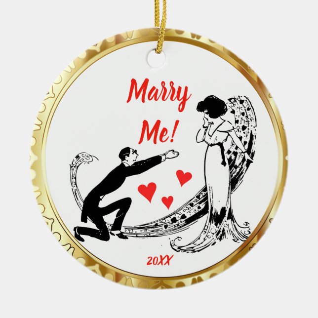 Marry Me Proposal Ceramic Ornament (Front)