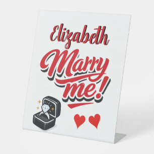 Marry Me Proposal Custom Name Pedestal Sign