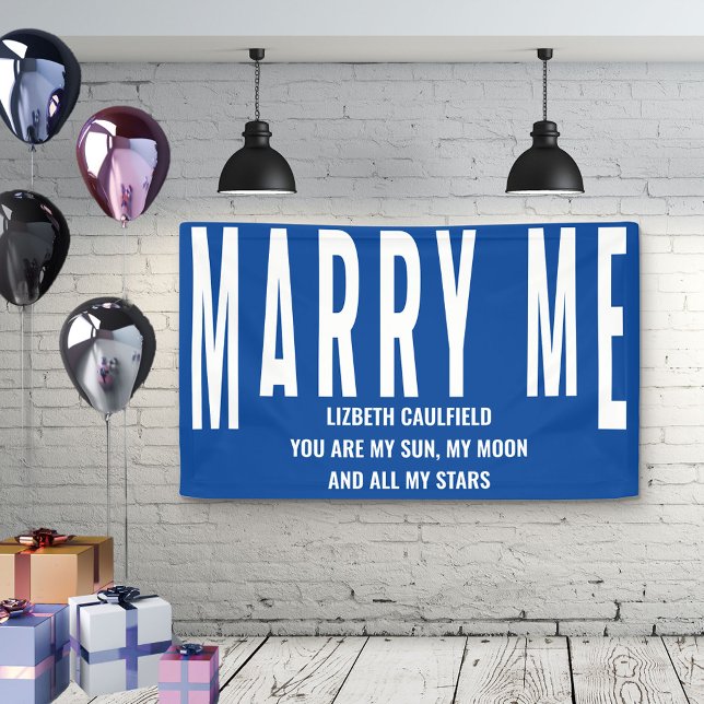 Marry Me Proposal Sun Moon Stars Blue White Banner (Creator Uploaded)