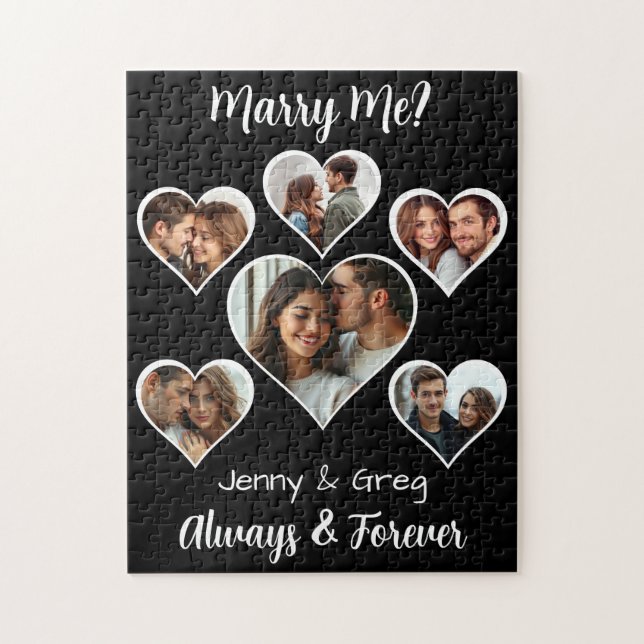 Marry Me?  Six Photo Template Proposal Jigsaw Puzzle (Vertical)