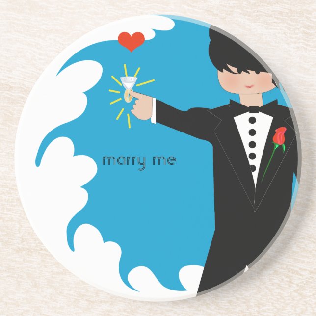Marry Me Tuxedo Big Diamond Damask Edge Coasters (Front)