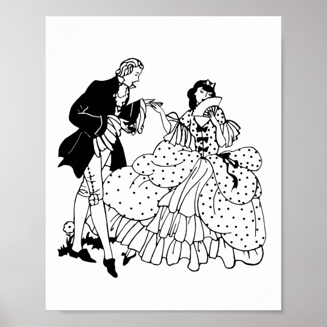Marry Me Victorian Couple Silhouette Art Poster (Front)