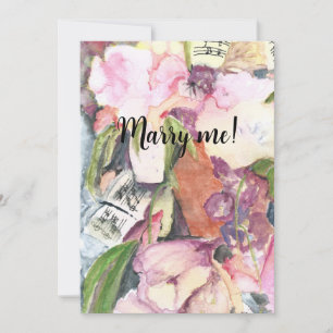 Marry me Watercolor floral music agenda  Invitation