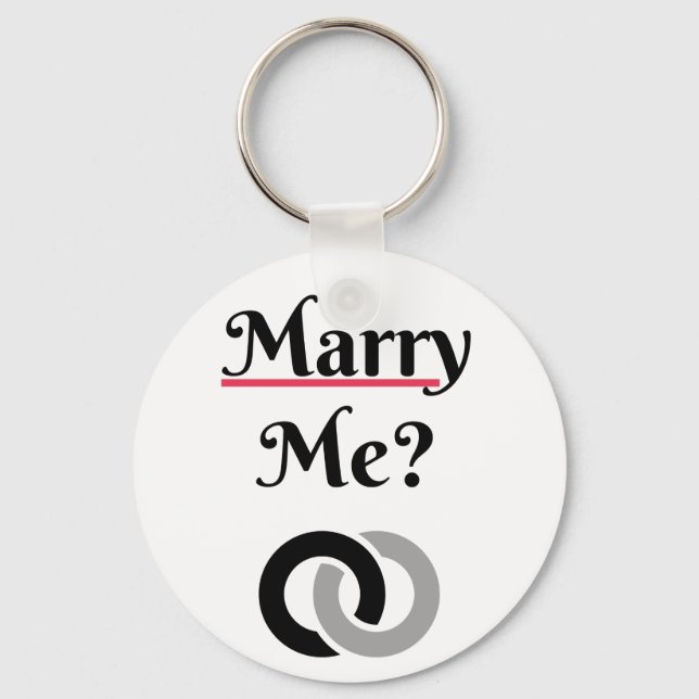 Marry Me? Wedding Proposal LOVE Key Ring (Front)