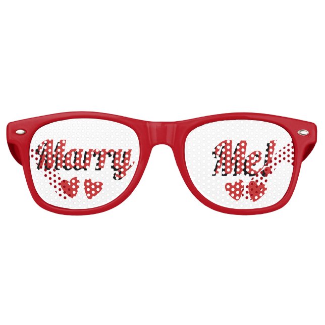 Marry Me Wedding Proposal Retro Sunglasses (Front)