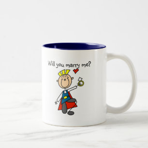 Marry Me Wedding Proposal Tshirts and Gifts Two-Tone Coffee Mug