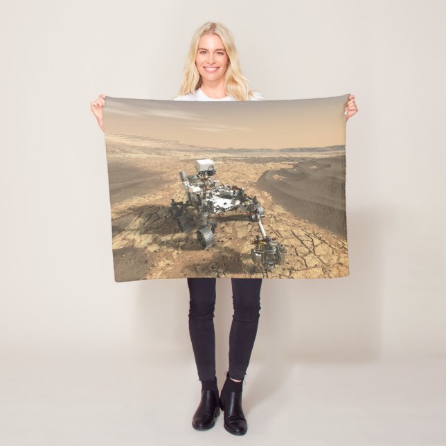Mars 2020 Rover On The Surface Of Mars. Fleece Blanket (In Situ)