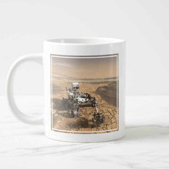 Mars 2020 Rover On The Surface Of Mars. Large Coffee Mug (Left)