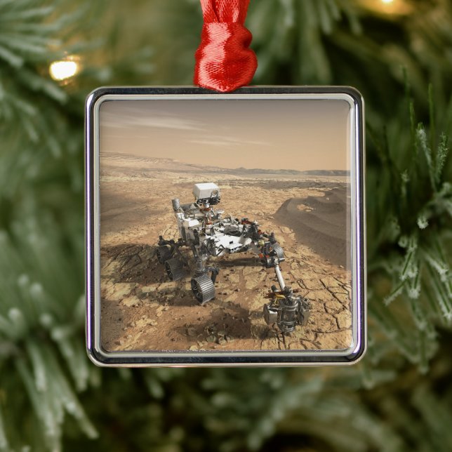 Mars 2020 Rover On The Surface Of Mars. Metal Ornament (Tree)