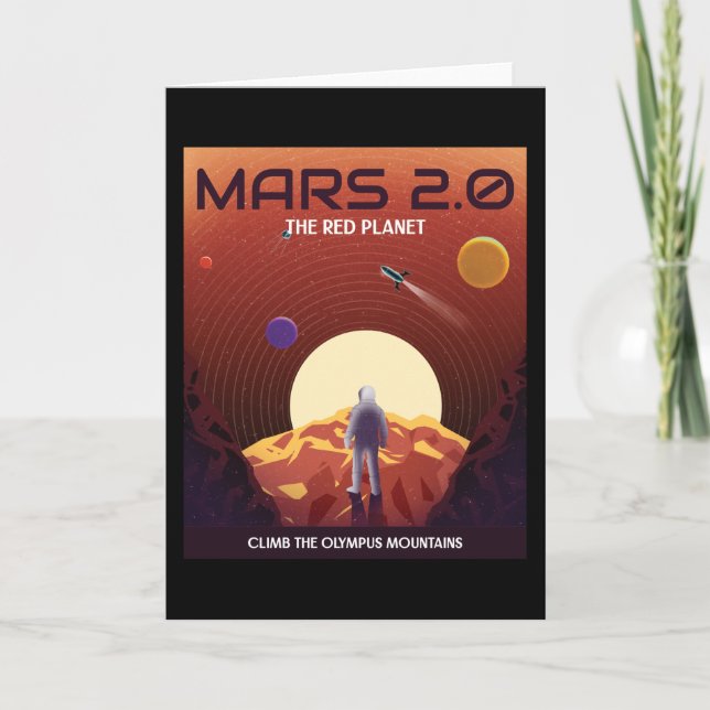 MARS 2.0 RED PLANET RETRO SPACE POSTER CARD (Front)