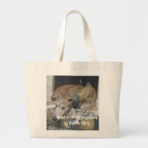 Mars, Adopt a racing greyhound by Delilah Clark Large Tote Bag
