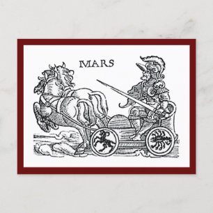 Mars Ares God of War Greek Roman Chariot Cartoon Postcard