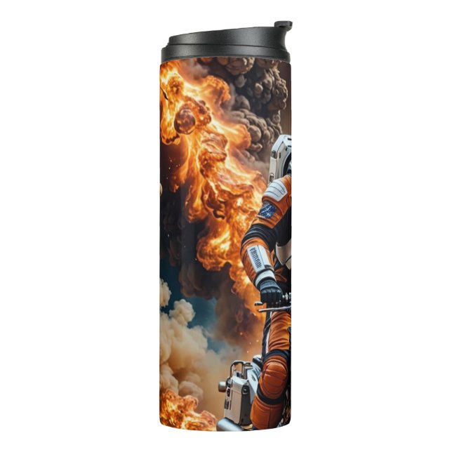 Mars Astronaut Biker Thermal Tumbler (Rotated Left)