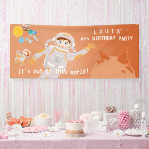 Mars astronaut boy themed birthday Party Banner