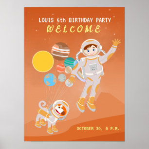 Mars astronaut boy themed birthday Party Poster