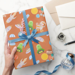 Mars astronaut boy themed birthday Party Wrapping Paper