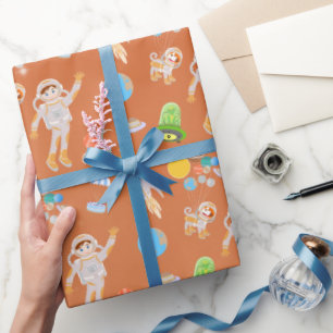 Mars astronaut boy themed birthday Party Wrapping Paper