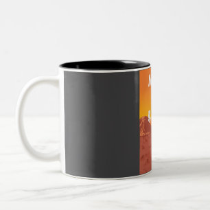 Mars Astronaut Playing Basketball Vintage Travel P Two-Tone Coffee Mug