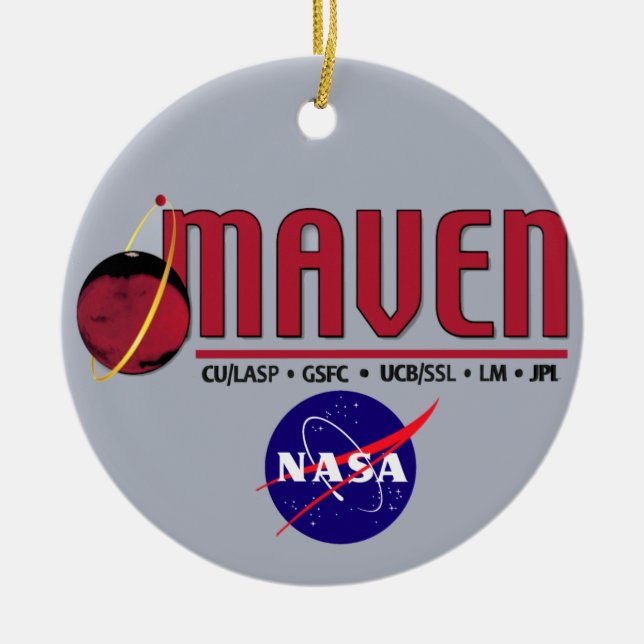 Mars Atmosphere and Volatile EvolutioN (MAVEN) Ceramic Tree Decoration (Front)