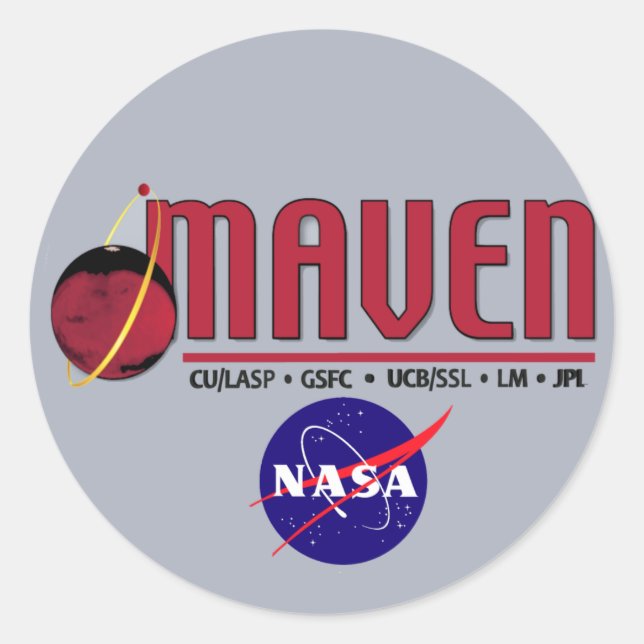 Mars Atmosphere and Volatile EvolutioN (MAVEN) Classic Round Sticker (Front)