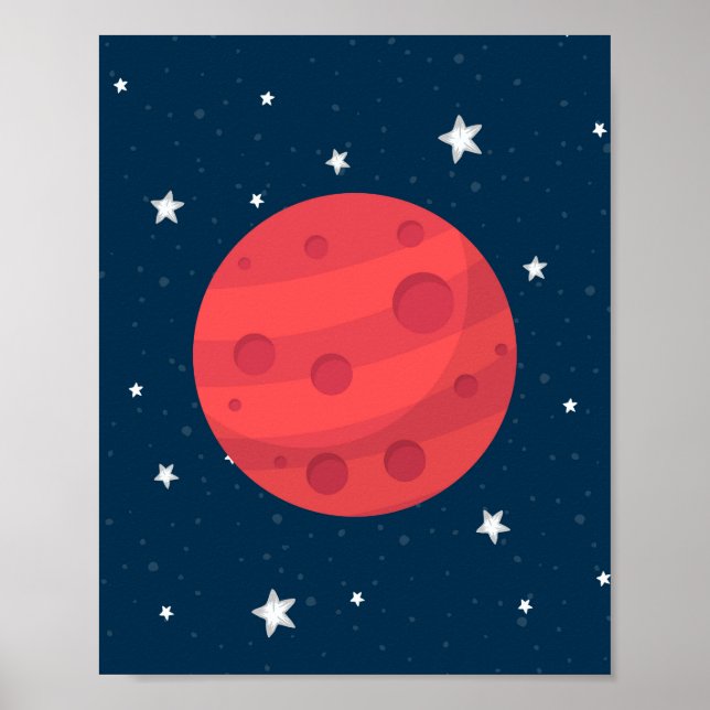Mars Boy Nursery Print Stars Galaxy Outer Space (Front)