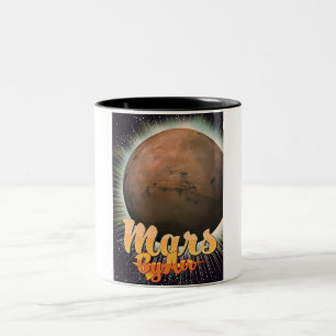 Mars By Air Vintage flight poster Two-Tone Coffee Mug