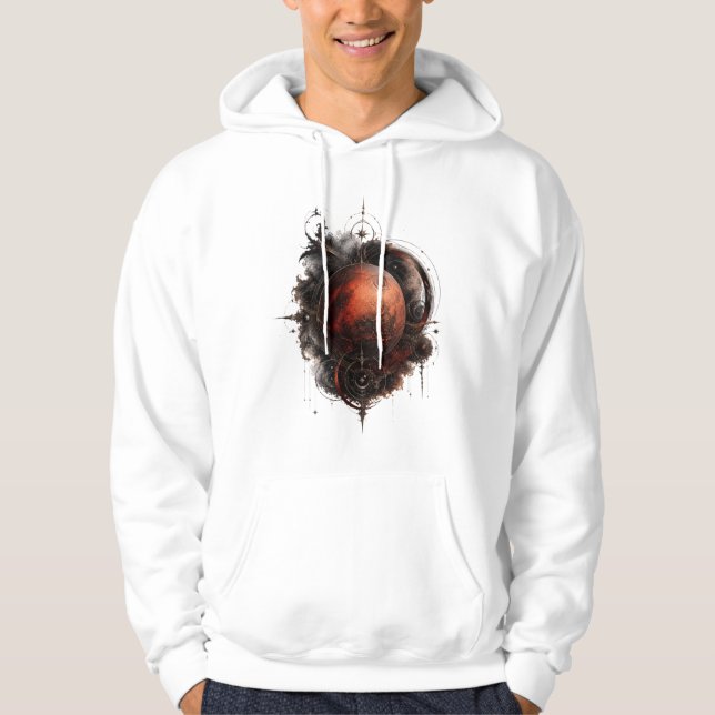 Mars Crimson Orbit Celestial Gothic Hoodie (Front)
