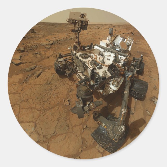 Mars Curiosity Self Portrait Classic Round Sticker (Front)
