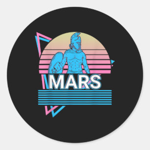 Mars God War Ancient Roman Mythology Retro Classic Round Sticker