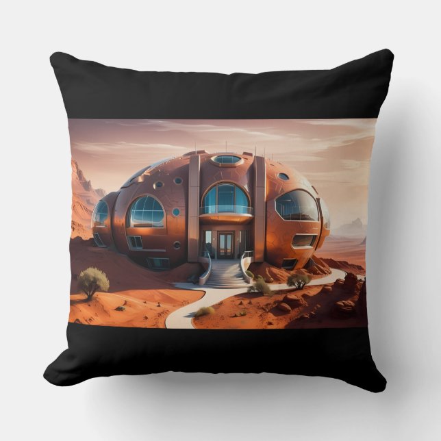 Mars Habitat Alpha – AI Sci-Fi Architecture Cushion (Front)