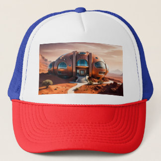 Mars Habitat Alpha – AI Sci-Fi Architecture Trucker Hat