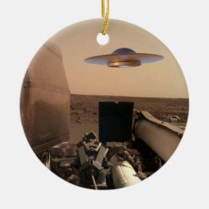 Mars InSight Alien UFO Saucer Encounter Ceramic Ornament