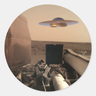 Mars InSight Alien UFO Saucer Encounter Classic Round Sticker